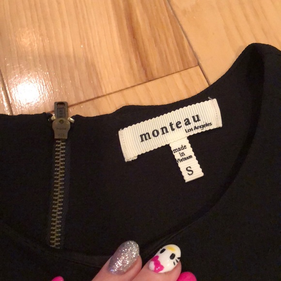 Monteau Los Angels black scalloped top - Picture 2 of 3